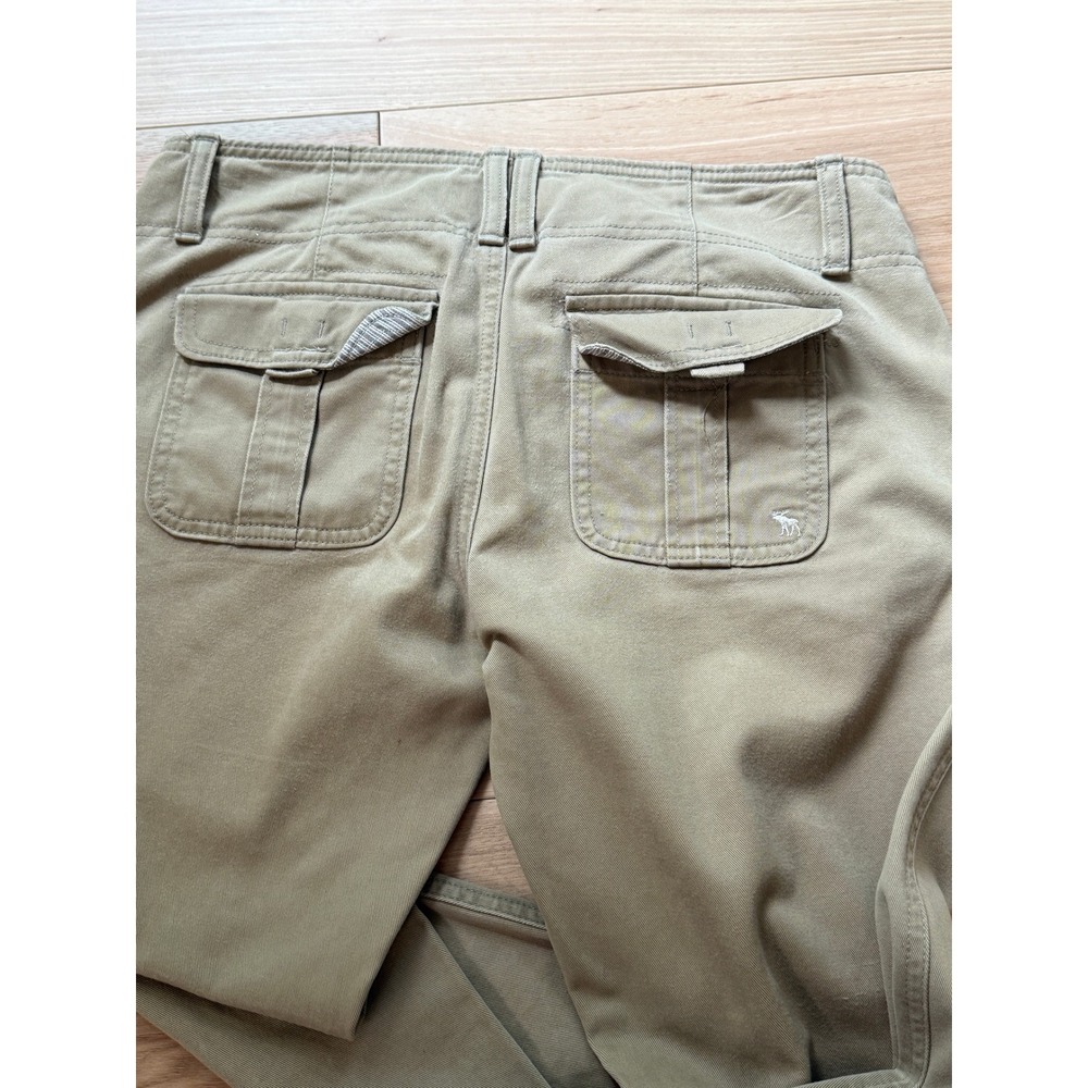 Abercrombie & Fitch Flare Pants Womens 4R Khaki Tan Vintage Low Rise Y2K Cotton - Picture 12 of 13